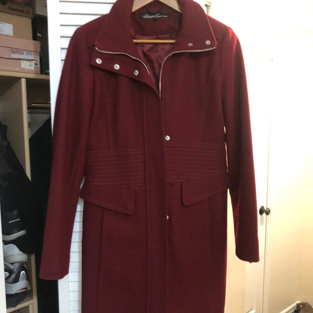Red/ burgundy wool coat